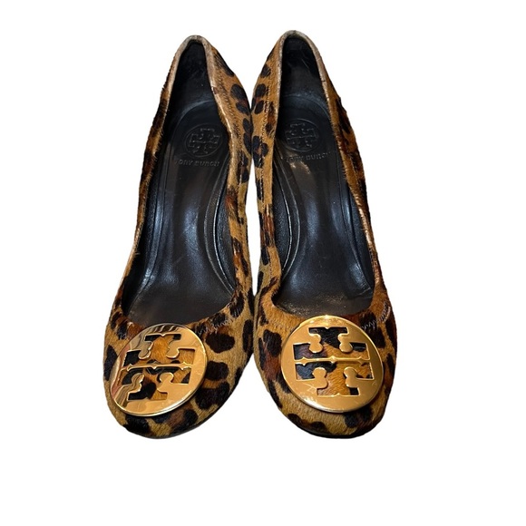 Tory Burch Sophie Wood Wedge Calf Hair Animal Print Heels 9 - Picture 9 of 11